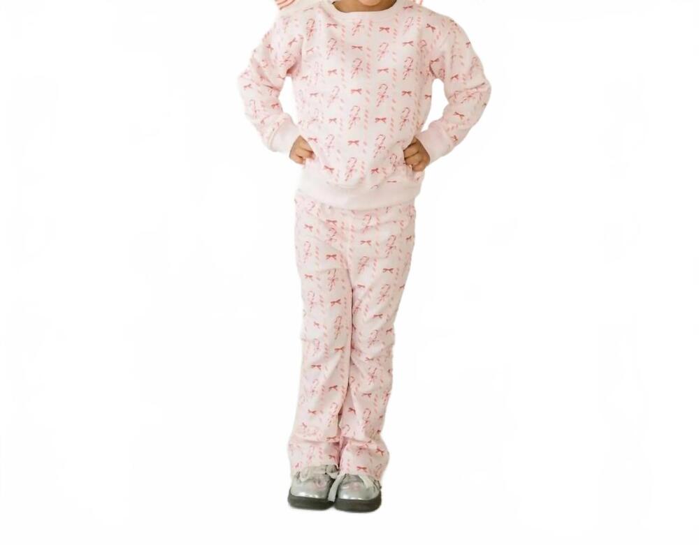 NEW SWEET WINK candy cane christmas sweatshirt & flare legging set in ballet pin